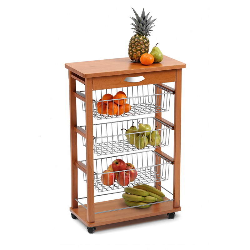 L&DLAC Italian original imported solid wood kitchen shelf fruit and vegetable storage cart movable dining table