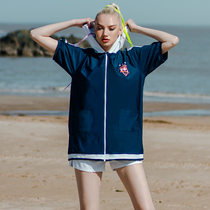 Li Xiaorice Bump Color Short Sleeve Swimsuit Womens Korea Ins Wind Display Slim Cover Three Sets Student Conservative Split Swimsuit