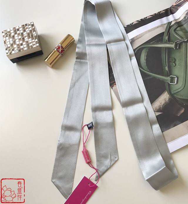 Silk crepe satin summer slender scarf scarf ribbon double layer silk ribbon black retro trend