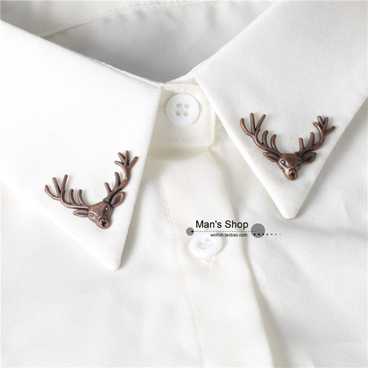 Sen hươu trâm cổ áo sơ mi pin cổ áo đơn giản giản dị cổ áo sơ mi hoa cổ áo góc clip phù hợp với trâm pin