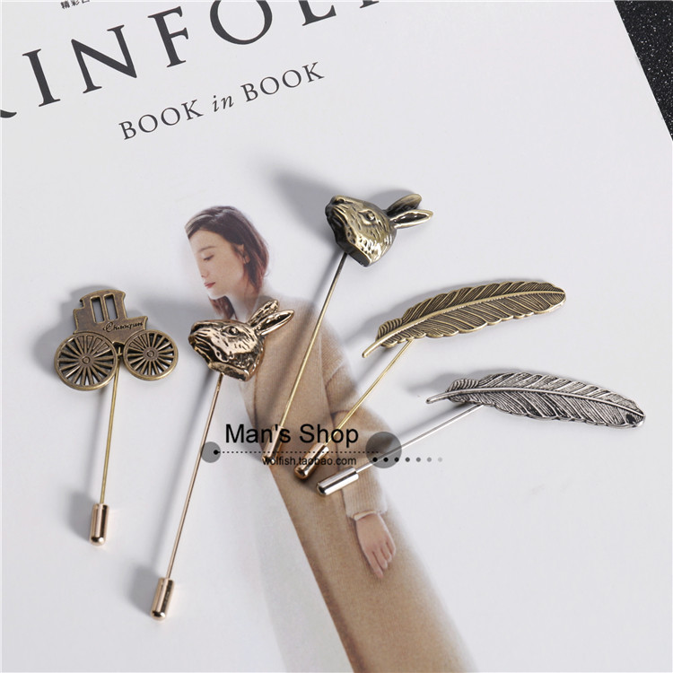 Nhật Bản và Hàn Quốc cổ điển lông trâm phù hợp với nam áo sơ mi khăn choàng khóa cao cấp thời trang cá tính phụ kiện từ pin trâm cài áo hàn quốc