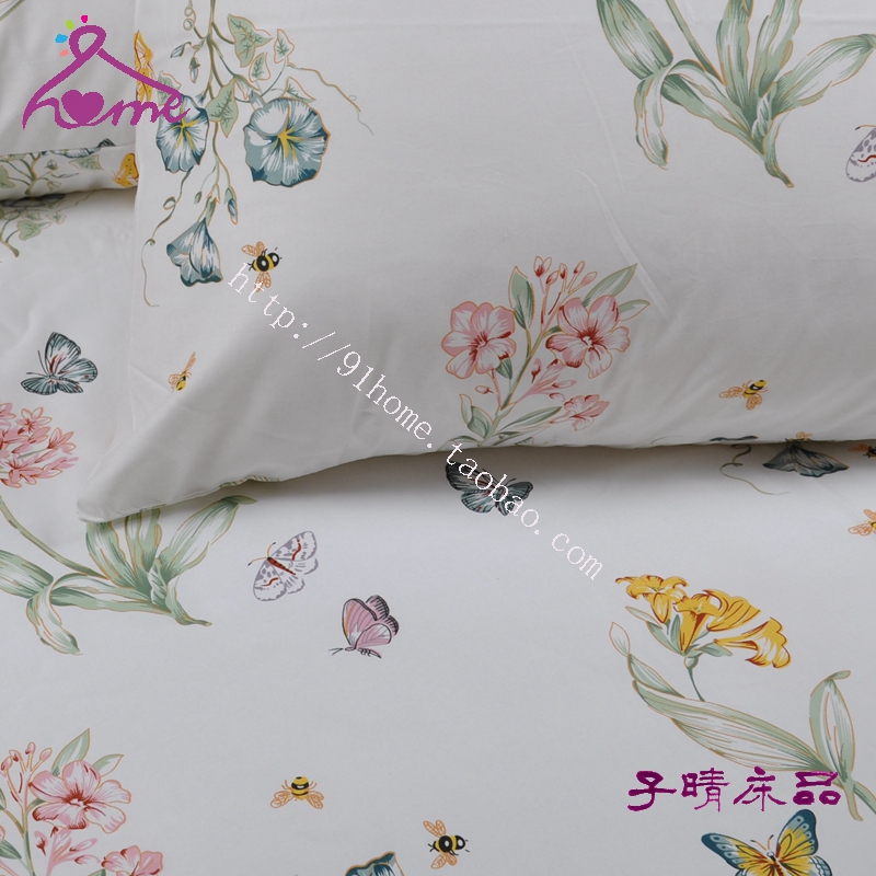 100% cotton satin 60 400 bướm tình yêu hoa đơn diện tích chăn ga gối và kết hợp miễn phí khác có thể được tùy chỉnh ga giường chun