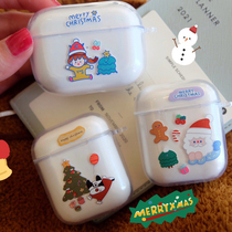 Christmas lovers airpods2 generation protective sleeves suitable for Apple pro3 generation headphone shell transparent anti-fall soft silicone