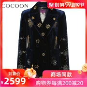 Cocoon Mall với đoạn 2019 mùa thu mới của phụ nữ thêu áo khoác blazer in hoa - Business Suit