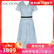 Cocoon Mall với đoạn 2019 hè mới dành cho nữ kiểu dáng lưới cổ chữ V hở cổ thanh lịch - Váy eo cao