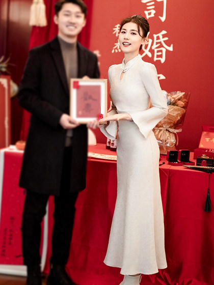 伴娘服2025新款中式旗袍裙姐妹团国风礼服女鱼尾平时可穿长袖夏季