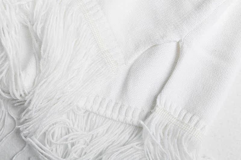 Z8 của Phụ Nữ Mùa Xuân và Mùa Thu Mới của Hàn Quốc Fringe Áo Len của Phụ Nữ Hoang Dã Lỏng V-Cổ Tay Đan Vest các kiểu áo len