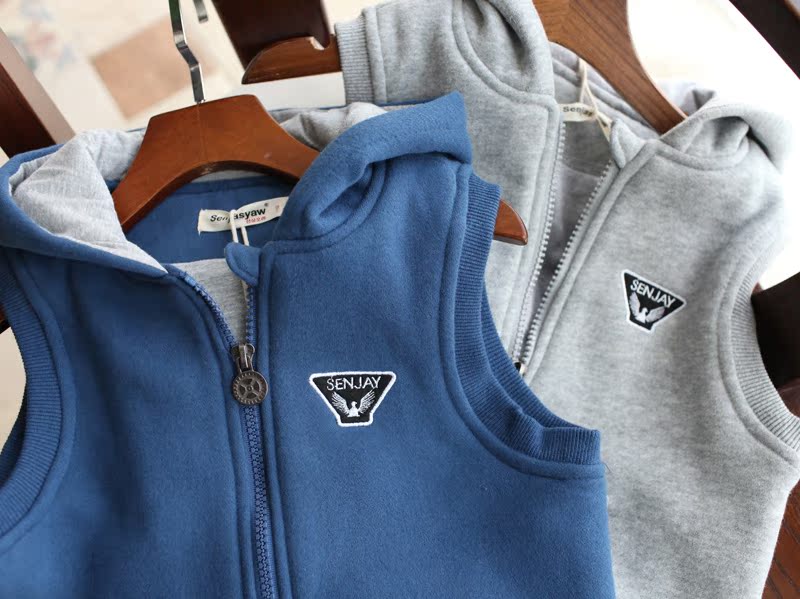 18 mùa thu và mùa đông cậu bé mới vest đôi dày ấm áp áo trẻ em áo len trùm đầu shop ao khoac tre em dep