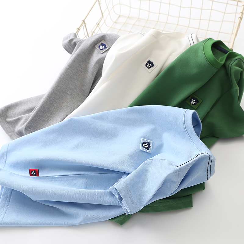 Boy summer fit short sleeve T-shirt base pure color child beating bottom half sleeve shirt CUHK Scout mesh thin and breathable