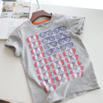 (clear cabin) Glasses boy summer clothing short sleeve T-shirt pure cotton children with bottom half sleeve shirt CUHK youngster