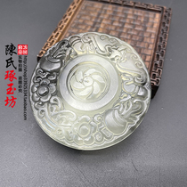 Natural Xiu Jade Water Ink Fluke Yupei waist peacock leather strap button jade waist Peg China Feng Shui Ink color jade waist buckle