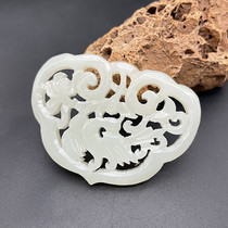 And field jade hollowed-out pendant with warm up eyebrow tip Yupe double face jade engraving neck decoration pendant item pendant sweater chain pendant