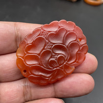 Red Manau Flower Jade Pepe Cap Positive Accessories DIY handmade accessories Red jade Pulp Lotus Clothing Accessories Jade Pendant