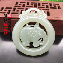 Hetian jade green white jade auspicious jade pendant mens and womens neck ornaments Ruyi elephant Jade brand