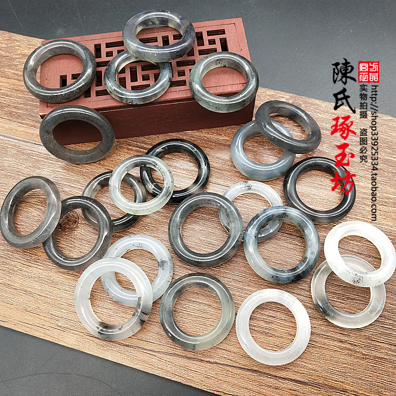Xiu Jade Water Ink Floating Cirque small circle jade pendant DIY handmade accessories accessories Cassock Rings Rings Jade Pendant