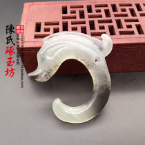 Xiuyu ink floating flowers put Ancient Dragon Jade gouyu pendant antique jade collection accessories pendant Dragon hook jade decoration