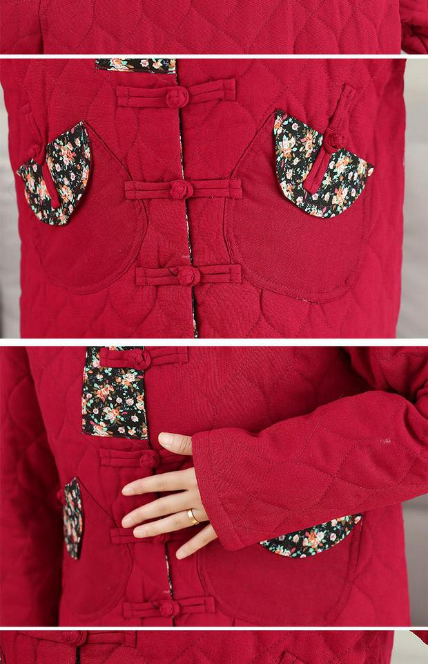 Tang phù hợp với áo khoác cotton nhỏ gió quốc gia mùa thu và mùa đông quần cotton dày phù hợp với đĩa retro khóa cotton và vải lanh hai mảnh áo phao ba lỗ nữ