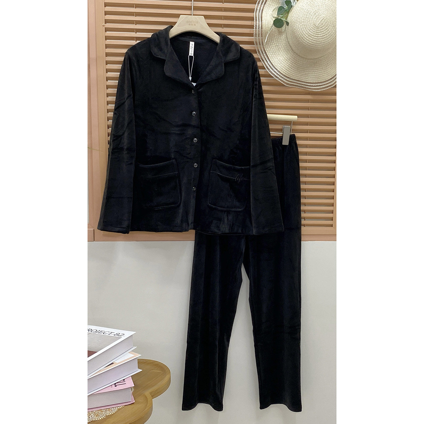 Andula pajamas 2025 deep autumn simple plain Australian plush long-sleeved trousers fashionable casual women's home wear set