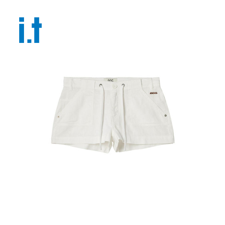 Bdg Simple Everyday Solid Color Drawstring Linen Blend Shorts for Women 26 Spring/Summer Little Girl It Authentic National Brand Bdg Simple Everyday Solid Color Drawstring Linen Blend Shorts for Women 26 Spring/Summer Little Girl It Authentic National Brand