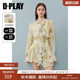 DPLAY lace-up waist smocked dress