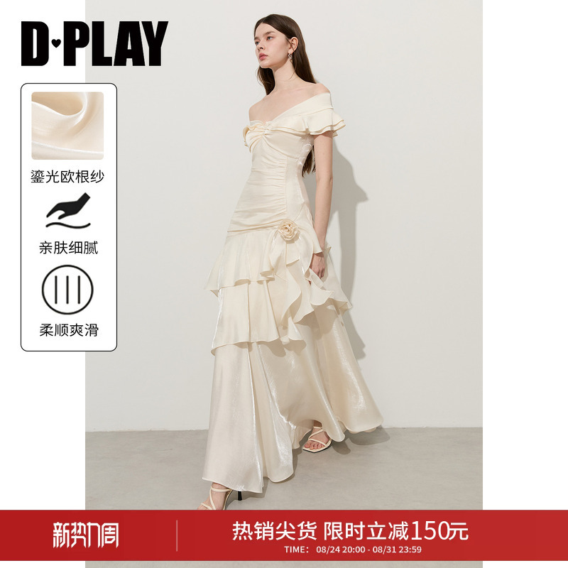 Dplay White Moonlight Dress White Ruffled Princess Dress Off-Shoulder Dress White Dress for Marriage Registration Birthday Long Dress Dplay White Moonlight Dress White Ruffled Princess Dress Off-Shoulder Dress White Dress for Marriage Registration Birthday Long Dress