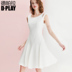 DPLAY2018 mùa hè mới Châu Âu và Mỹ trắng không tay đầm eo Một từ váy váy trắng đầm Sản phẩm HOT