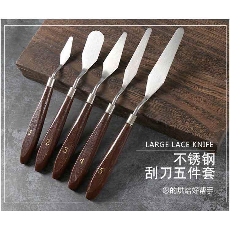 Cream Smear Scraper 5 pieces Stainless Steel Flipped sugar Sugar Art Shift Knife Chocolate Scraper Framed with Smear Knife-Taobao