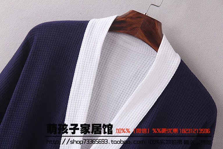 Đêm gown nam mùa xuân và mùa hè waffle áo choàng tắm nam đồ ngủ cotton phần mỏng cộng với phân bón tăng đoạn dài yukata khăn đồ ngủ 2 dây