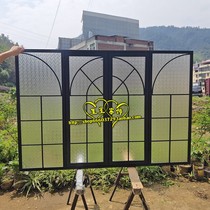 New French iron windows stainless steel screens partitions aluminum alloy art glass new antique doors and windows black frames