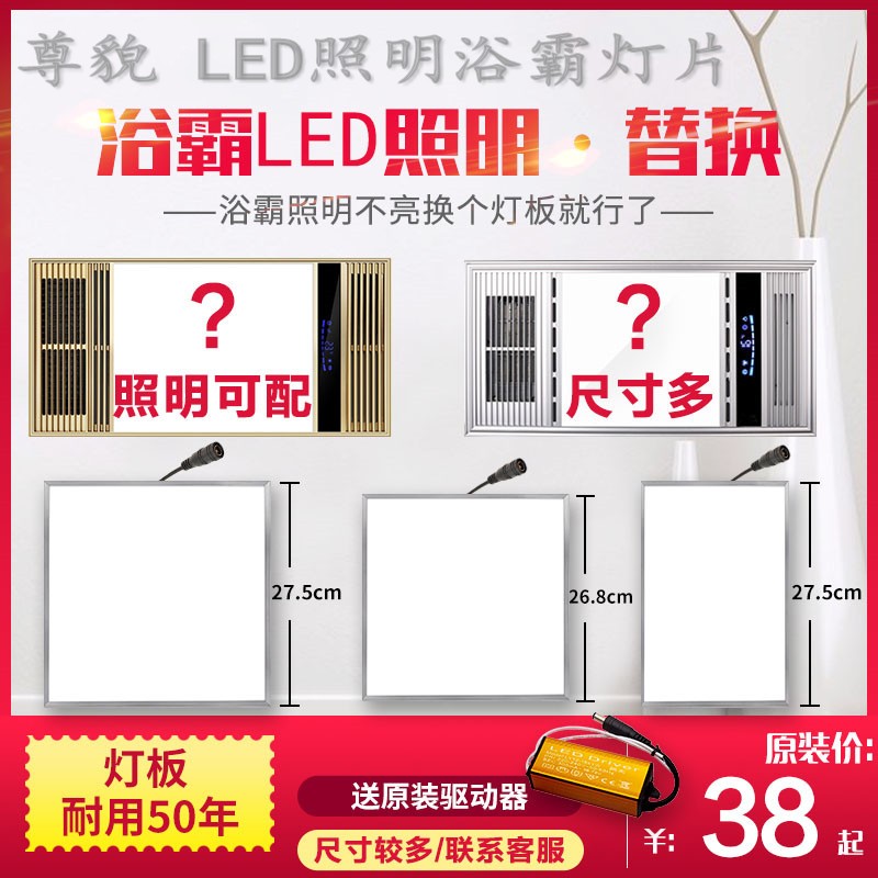 Integrated Ceiling Warm Air Blower Bath Overpanel Light Plate Sheet Replacement LED Light Source Floodlight Strip Block Repair Versatile Accessories