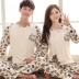 Bộ đồ ngủ mùa thu và mùa đông cho nữ hoạt hình quần cotton dài tay nam kích thước lớn phục vụ tại nhà phù hợp với nữ phiên bản Hàn Quốc bộ đồ ngủ Bên ngoài ăn mặc