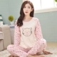 Những người yêu thích bộ đồ ngủ dài tay cotton mùa xuân, mùa thu và mùa đông Hàn Quốc nữ hoạt hình dễ thương cộng với size cotton mặc nhà bộ đồ thể thao - Cha mẹ và con