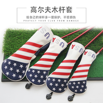 New Golf Wooden Pole Jacket Flag Embroidered Protective Sheath PU Waterproof Clubhead Sleeve Golf Star Banner USA Rod Sleeve