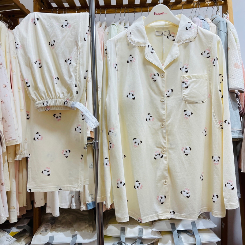 Cute Panda 17 Spring/Summer Hot-Selling Lycra Cotton Postpartum Nursing Pajamas Fashionable Maternity Sleepwear Homewear