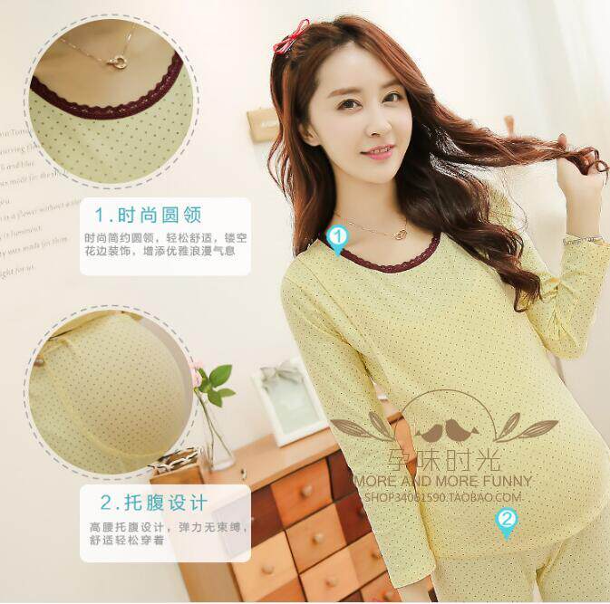 Pregnant Woman Autumn Clothes Autumn Pants Suit Feeding PURE COTTON POSTNATAL BREASTFEEDING WARM UNDERWEAR PYJAMAS CLOTHING COTTON SWEATSHIRT-TAOBAO