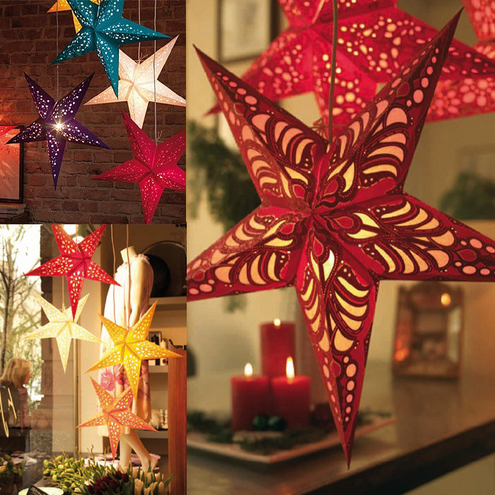 Halloween laser five-pointed star lampshade three-dimensional decoration Hanging ceiling hanging double-sided bar shopping mall star lampshade pendant