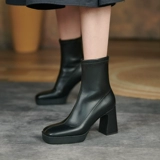 Martens, эксклюзивные короткие сапоги, эластичные ботинки с квадратным носком на каблуке, подходят для весны и осени, широкий устойчивый каблук