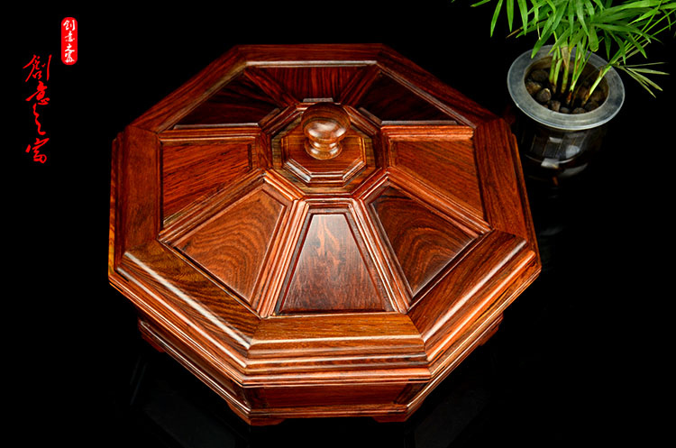 Big red rosewood fruit box solid wood candy box mahogany fruit plate snack dried fruit box vegetarian noodle mortise table top Chinese storage