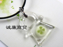 Europa Clover Series Girls Slim Luminous Pendant Leather Rope Necklace OXL018PY56