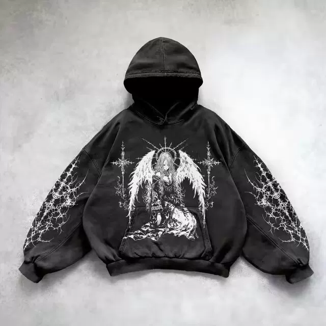 Худи Череп на верхушке Oversized принт худи для мужчин и женщин