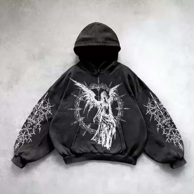 Худи Череп на верхушке Oversized принт худи для мужчин и женщин