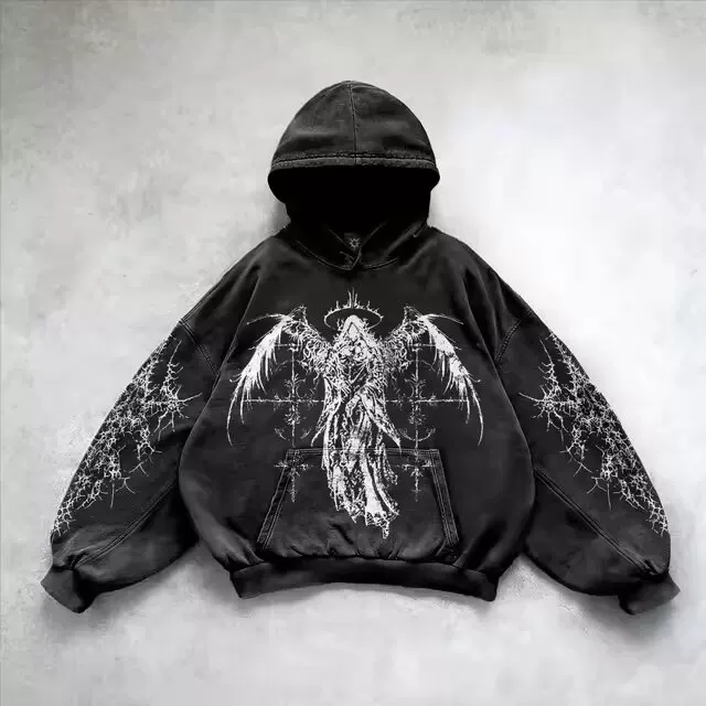 Худи Череп на верхушке Oversized принт худи для мужчин и женщин