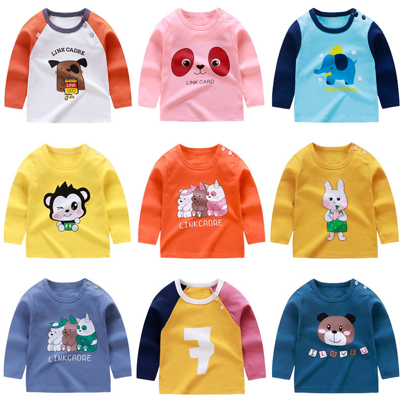 Baby girl children's clothing cotton long-sleeved T-shirt spring and autumn bottoming shirt top boy autumn clothes baby autumn clothes children children 1
