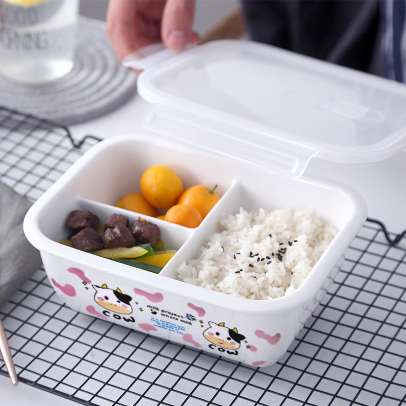 Dairy Cow Ceramic Sub-G Lunch Box Female Work Family Microwave Oven Heating Lunch Box With Loving Rectangular Trige Lunch Box