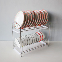 304 stainless steel kitchen bowl rack Dish storage drain two-layer tray air-dried water tank edge