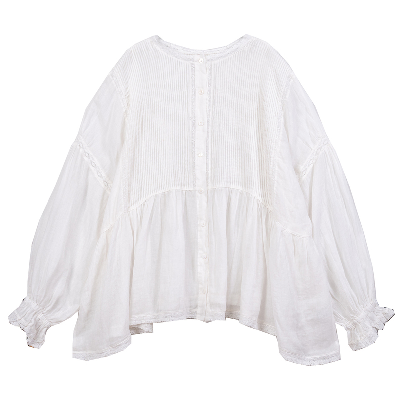 Little m's Private Wardrobe/Extra~ Elaborate Lace Accordion Pleated Bell Sleeve Shirt, New Summer Style Little m's Private Wardrobe/Extra~ Elaborate Lace Accordion Pleated Bell Sleeve Shirt, New Summer Style