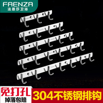 Faensa 304 stainless steel kitchen adhesive hook bathroom towel Wall Wall clothes strong adhesive row hook no hole