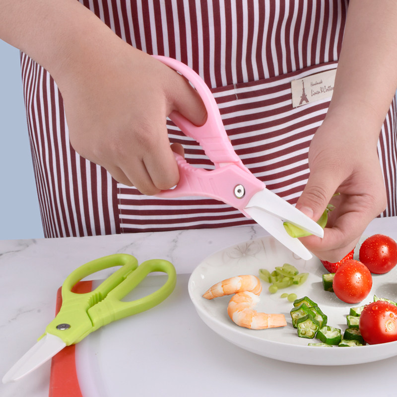 Multi-functional ceramic scissors, food scissors, vegetable scissors, non-magnetic, non-rusting, acid-resistant and static-free, multi-purpose meat scissors
