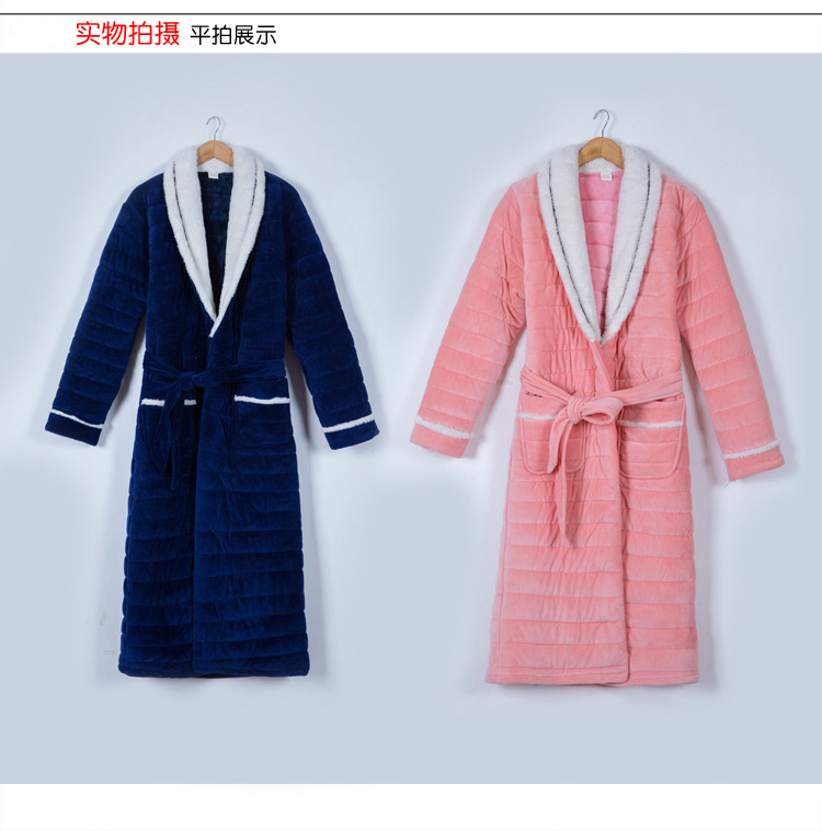 Mùa đông dày lông cừu san hô vài chiếc áo choàng bông nữ ngọt ngào ấm áp flannel nam áo choàng dài Hàn Quốc quần áo ngủ
