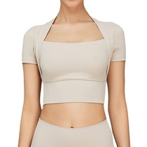 Short top fake two-piece T-shirt fitness wear slimming spring short-sleeved nude tight sports female yoga wear new style
